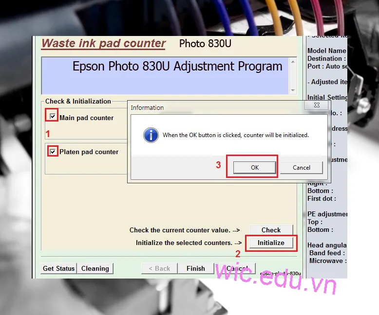 Phần mềm Reset máy in Epson Photo 830U