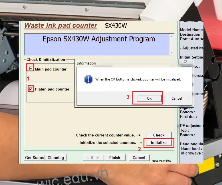 Phần mềm Reset máy in Epson SX430W