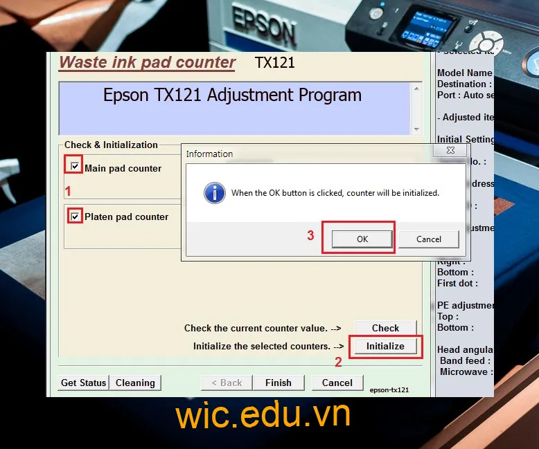 Phần mềm Reset máy in Epson TX121