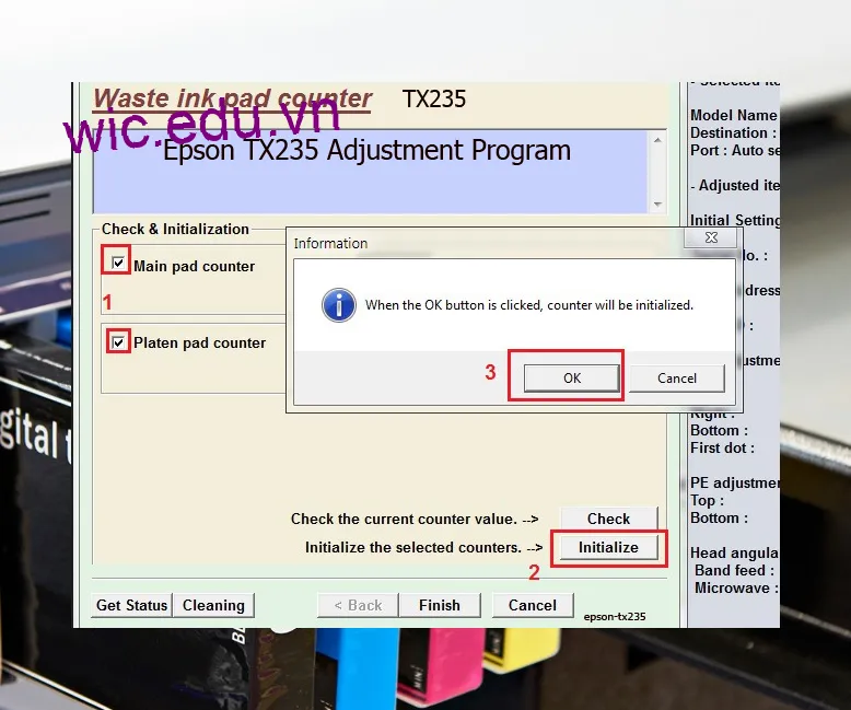 Phần mềm Reset máy in Epson TX235