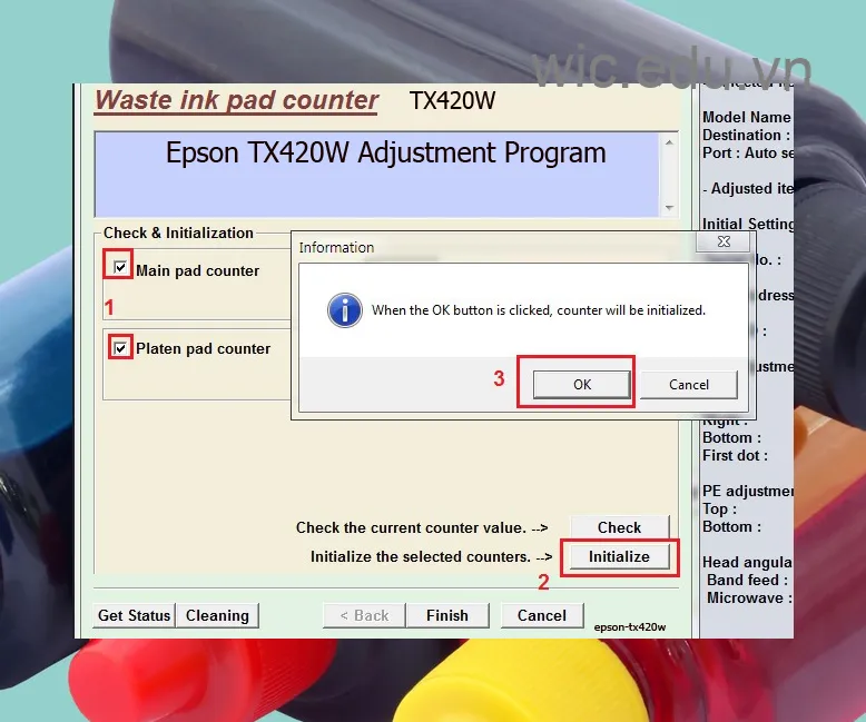 Phần mềm Reset máy in Epson TX420W